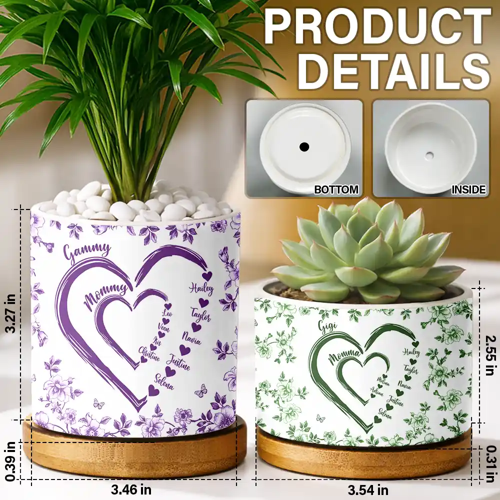 Mom Grandma Sweethearts - Personalized Ceramic Plant Pot - Image 5