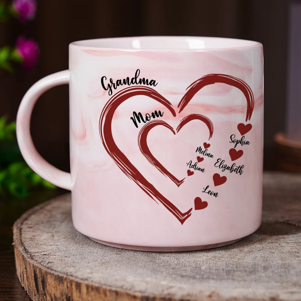Mom Grandma Sweethearts - Personalized Combo Marble Mug & Serving Board - Image 4