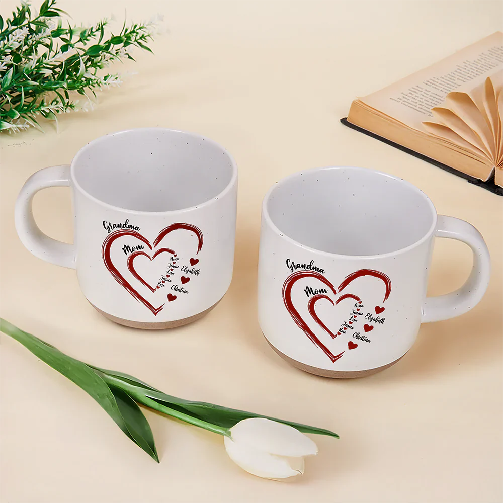 Mom Grandma Sweethearts - Personalized Pottery Mug - Image 3