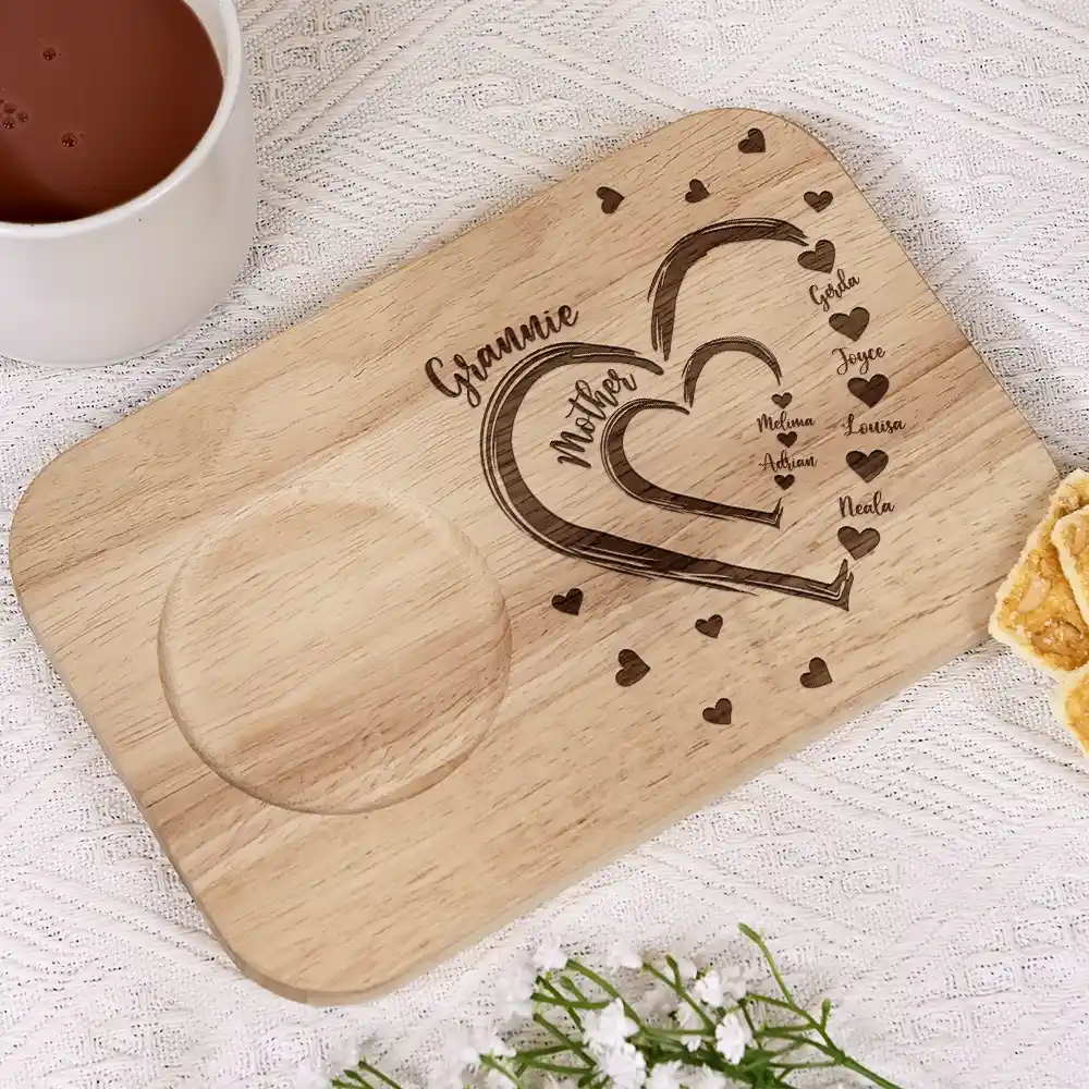 Mom Grandma Sweethearts - Personalized Serving Board With Cup Holder - Image 2