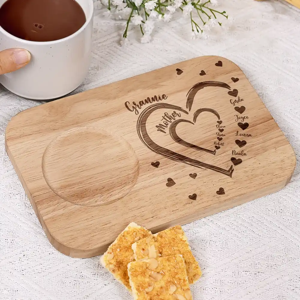 Mom Grandma Sweethearts - Personalized Serving Board With Cup Holder - Image 4