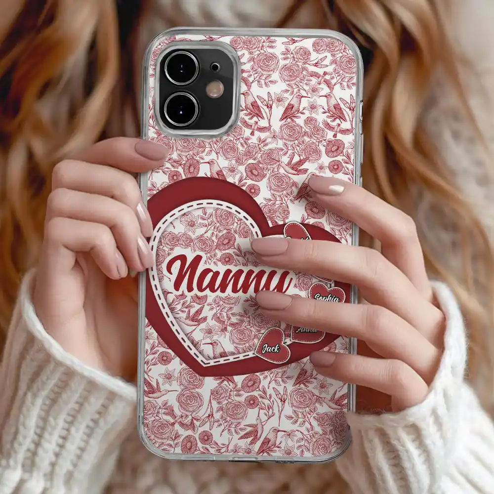 Mom Grandma Sweethearts Toile De Jouy Pattern - Personalized Clear Phone Case - Image 2