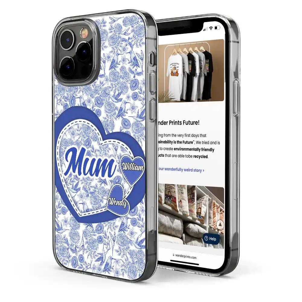 Mom Grandma Sweethearts Toile De Jouy Pattern - Personalized Clear Phone Case - Image 4