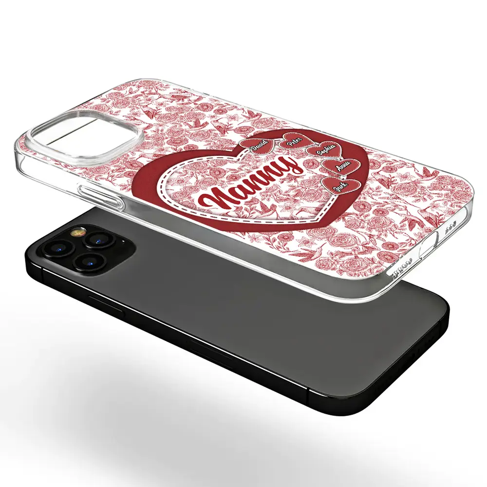 Mom Grandma Sweethearts Toile De Jouy Pattern - Personalized Clear Phone Case - Image 5