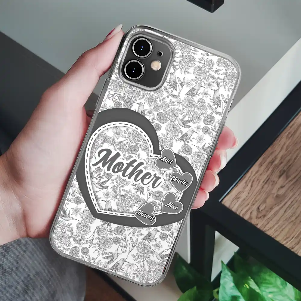 Mom Grandma Sweethearts Toile De Jouy Pattern - Personalized Clear Phone Case - Image 6