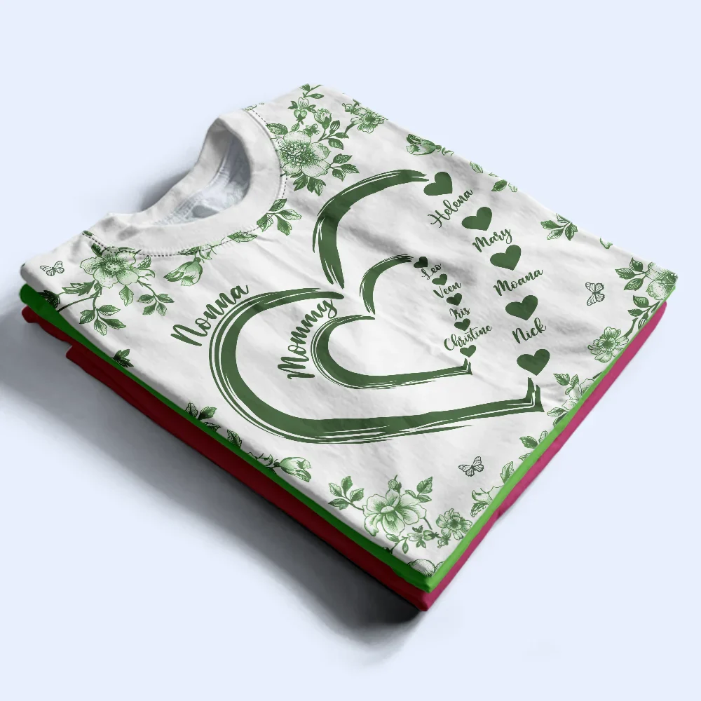 Mom Grandma Sweethearts Toile - Personalized Full Print T Shirt - Image 3