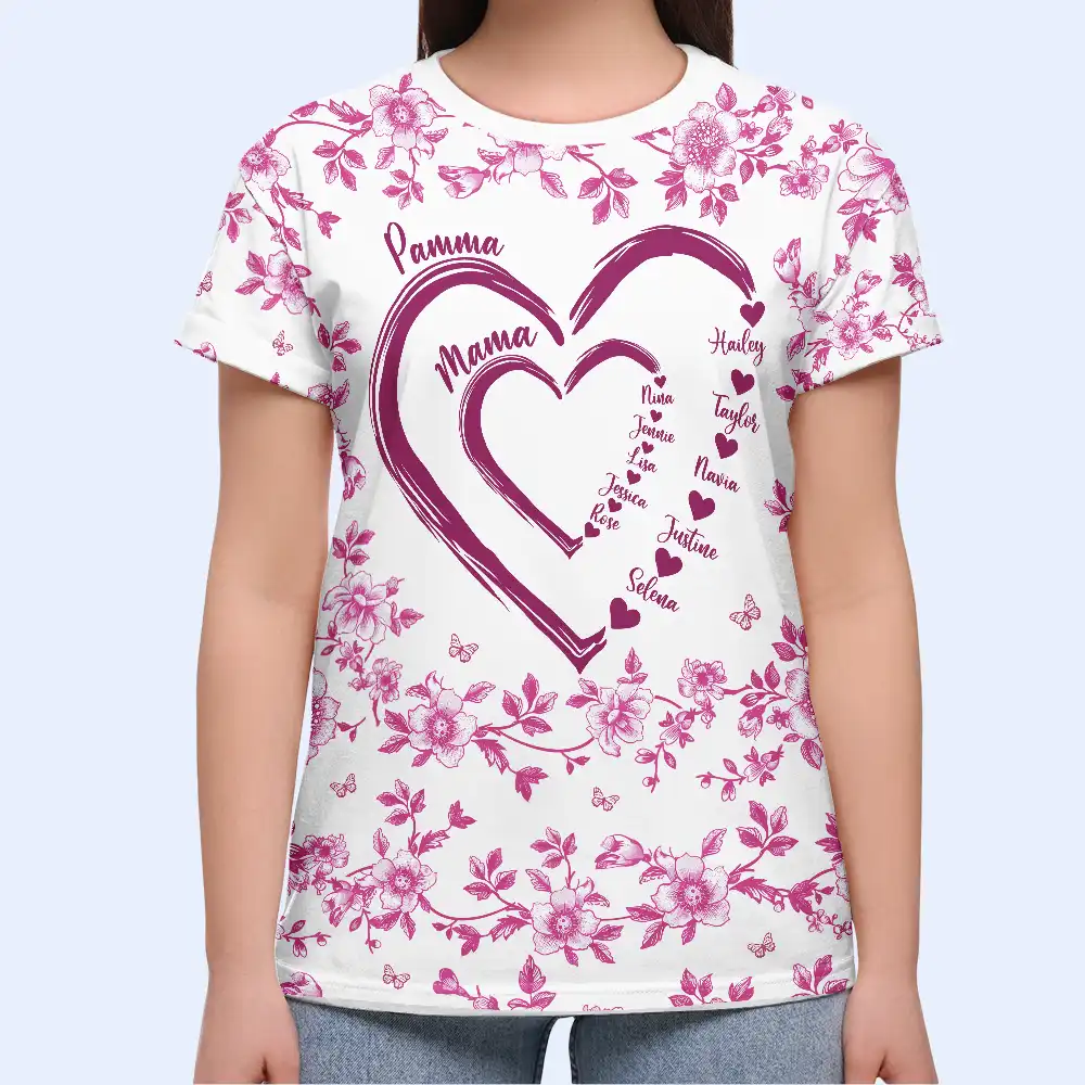 Mom Grandma Sweethearts Toile - Personalized Full Print T Shirt - Image 5