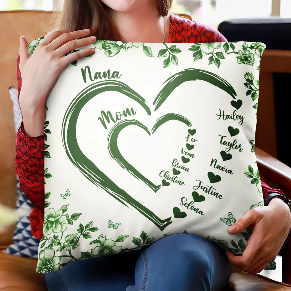 Mom Grandma Sweethearts Toile - Personalized Pillow - Image 2