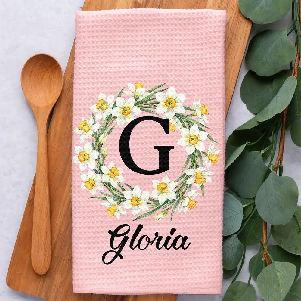 Mom Grandma Women Kitchen Birth Flower - Personalized Kitchen Towel - Image 2