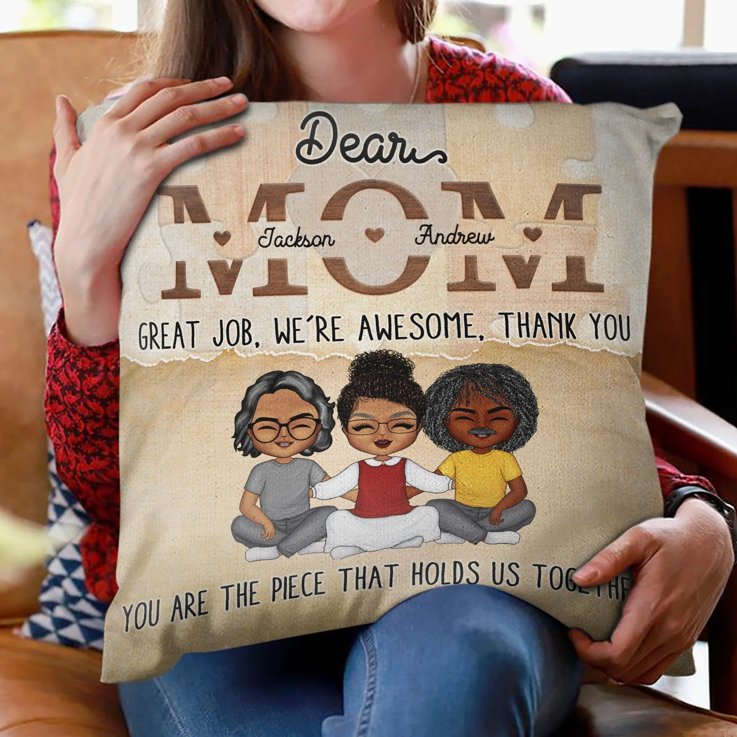 Mom Great Jobs We're Awesome - Gift For Mother, Mom - Personalized Custom Pillow - Image 2