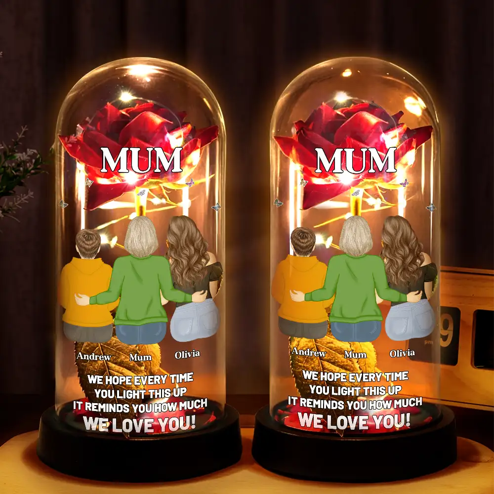 Mom I Hope Every Time You Light This Up - Personalized Everlasting Rose Dome Lamp - Image 2