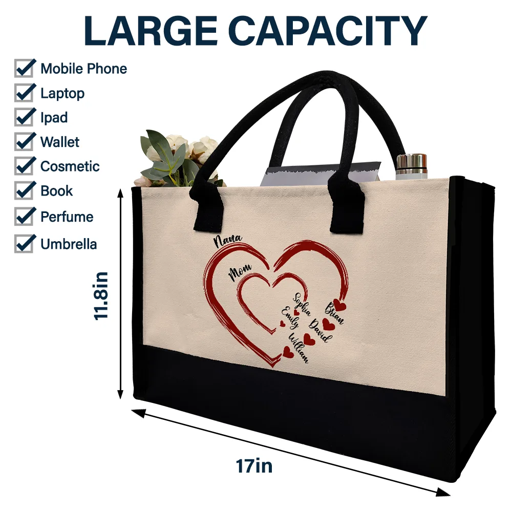 Mom Mum Grandma Sweethearts - Personalized Canvas Tote Bag - Image 4