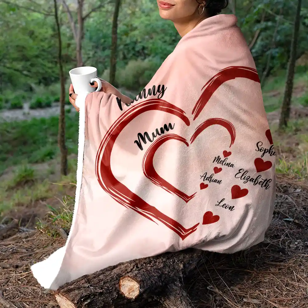 Mom Mum Grandma Sweethearts - Personalized Fleece Blanket, Sherpa Blanket - Image 5