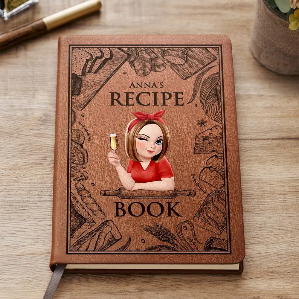 Mom Recipe Book - Personalized Leather Journal - Image 2