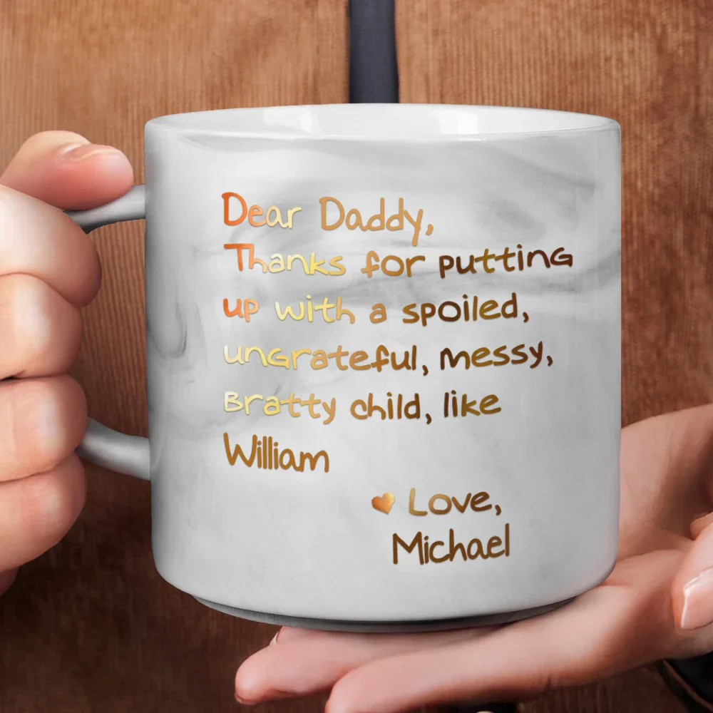 Mom Thanks For Putting Up With My Sibling From Favorite Child - Personalized Marble Mug - Image 4
