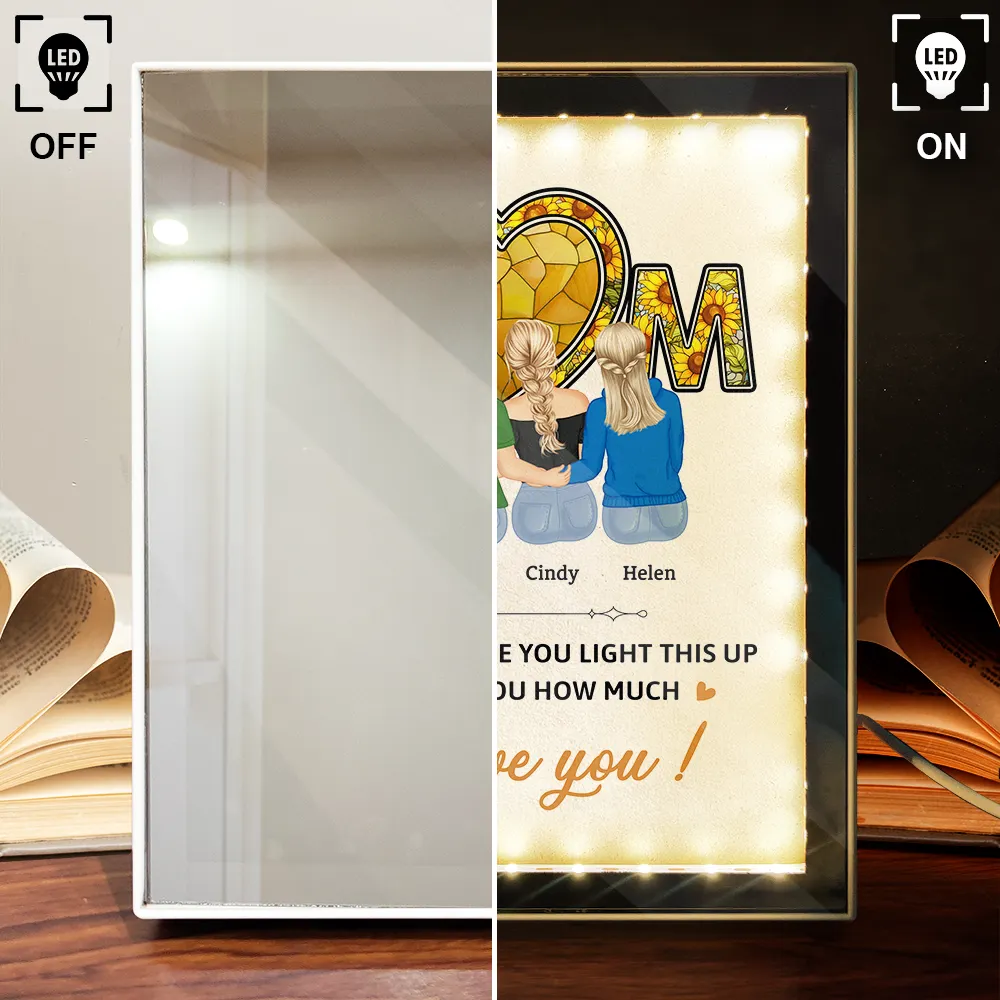Mom We Hope Every Time You Light This Up - Personalized LED Mirror Frame Lamp - Image 4