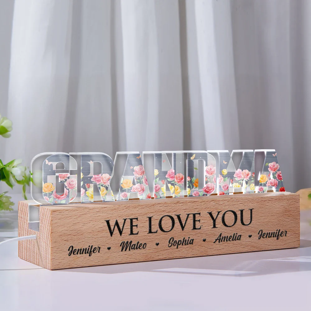 Mom We Love You Birth Month Flower - Personalized Custom Shaped LED Light - Image 2