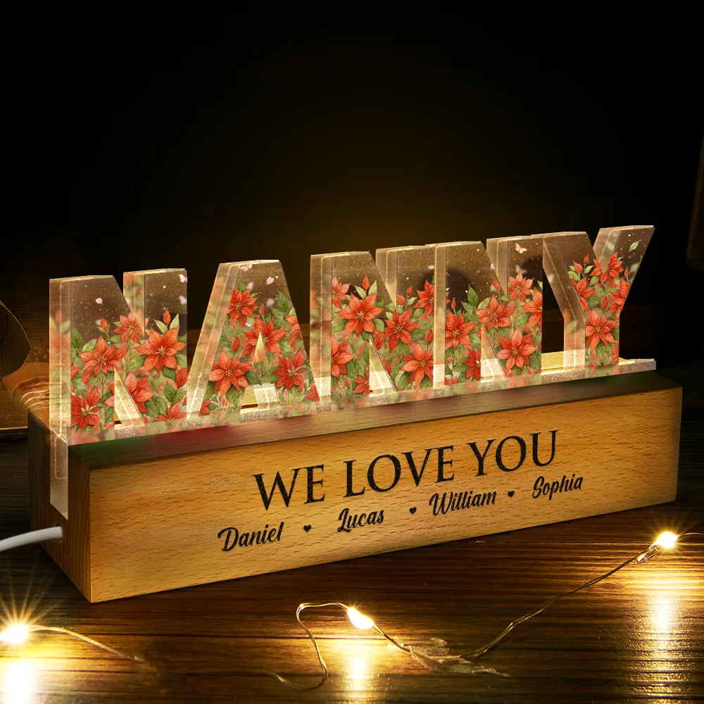 Mom We Love You Birth Month Flower - Personalized Custom Shaped LED Light - Image 3
