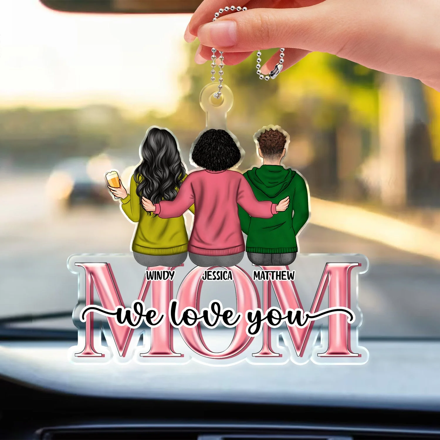 Mom We Love You - Gift For Mother, Mom - Personalized Acrylic Car Hanger - Image 3