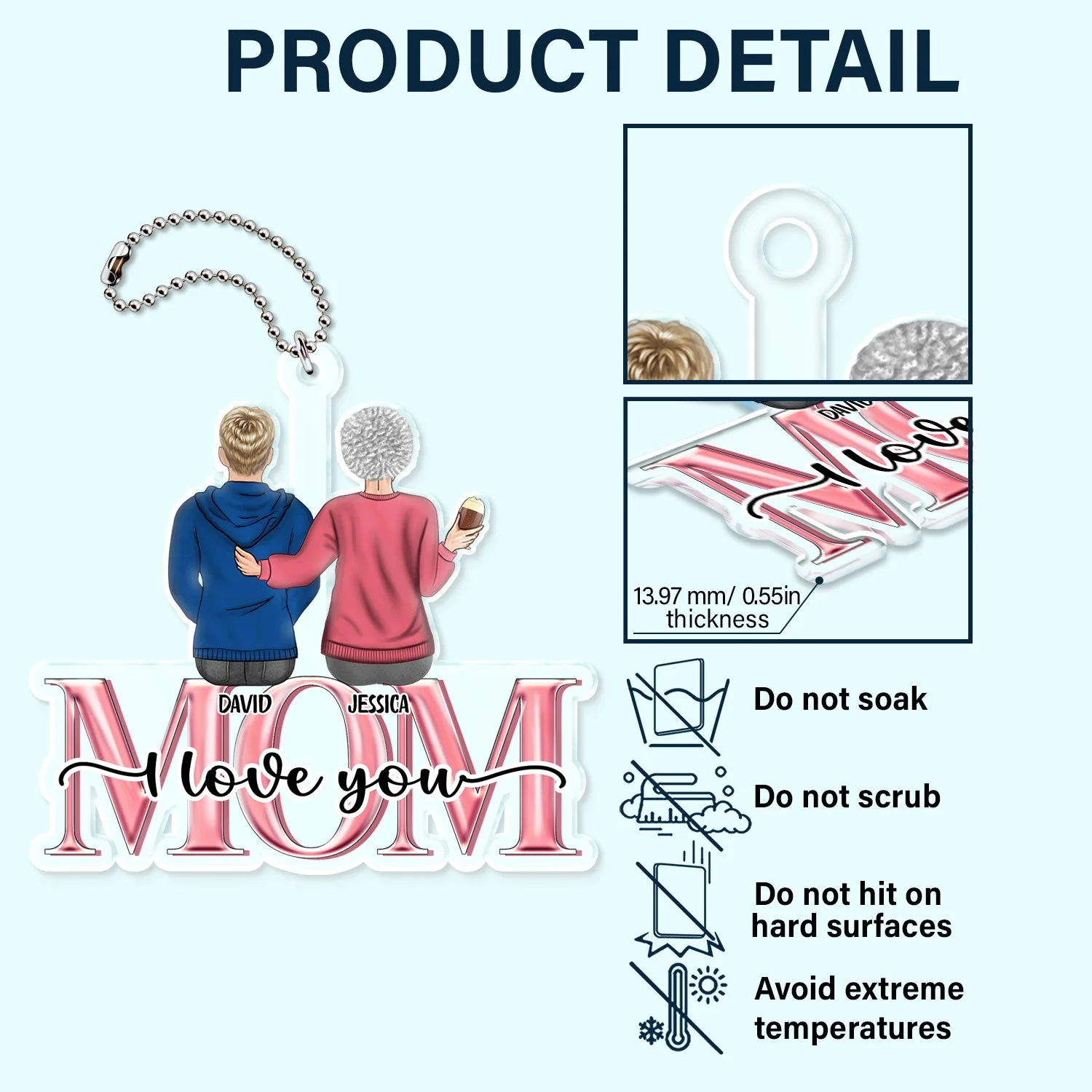 Mom We Love You - Gift For Mother, Mom - Personalized Acrylic Car Hanger - Image 5