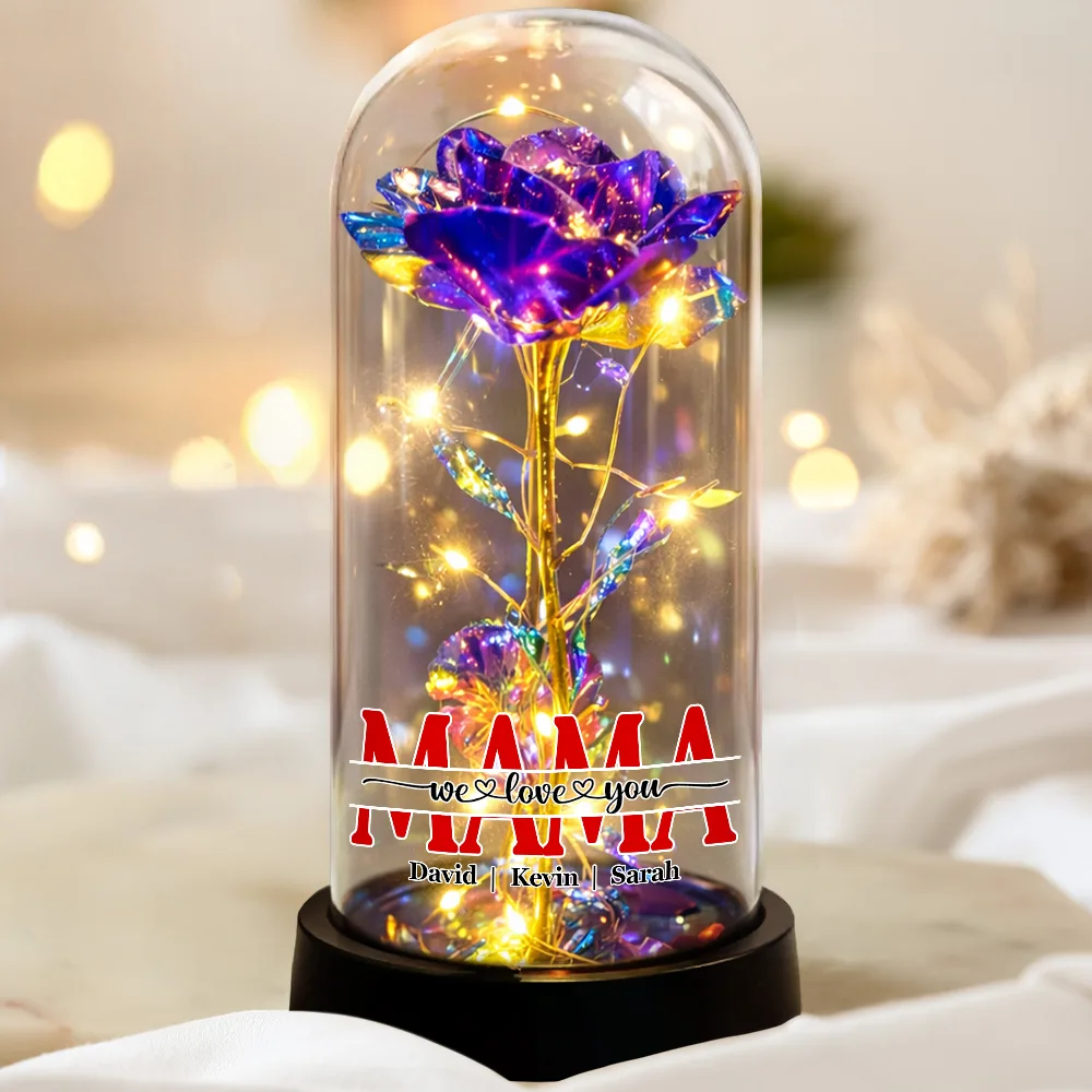 Mom We Love You - Personalized Everlasting Rose Dome Lamp - Image 3