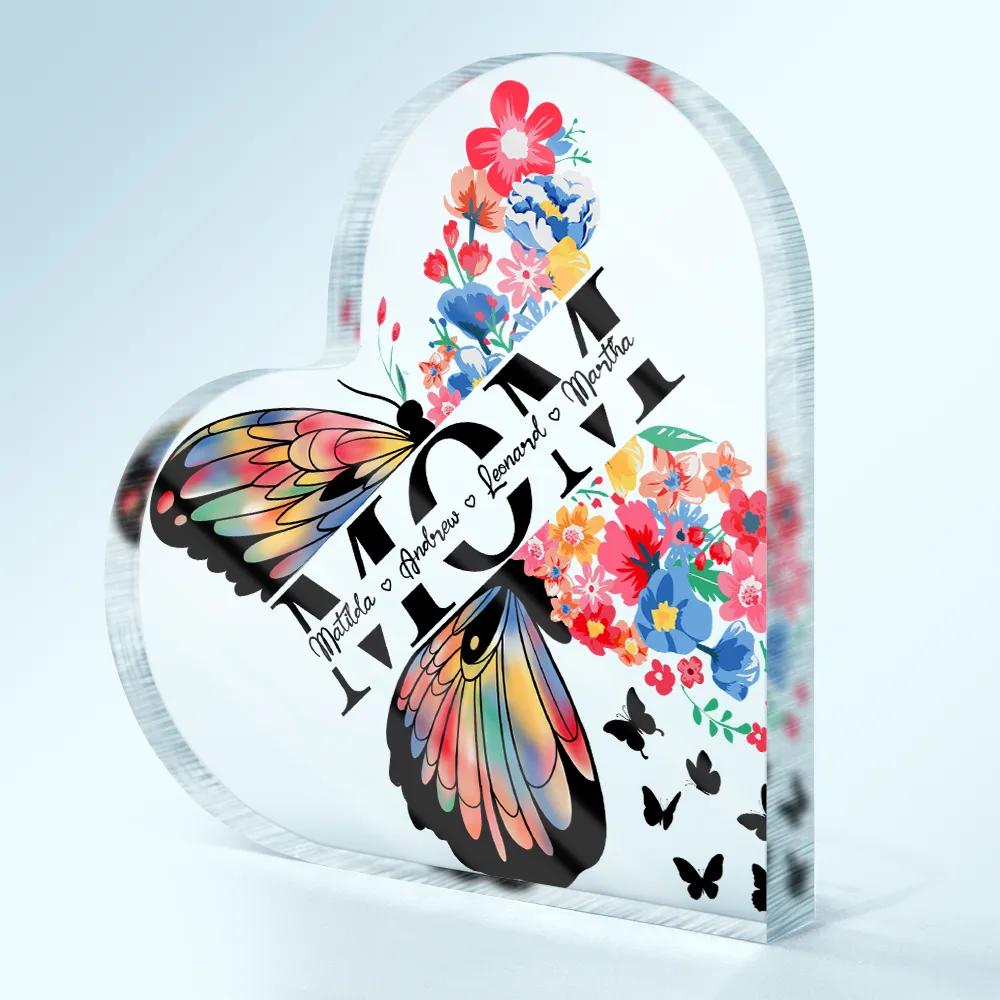 Mom We Love You - Personalized Heart Shaped Acrylic Plaque - Image 2