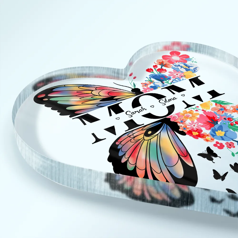 Mom We Love You - Personalized Heart Shaped Acrylic Plaque - Image 3