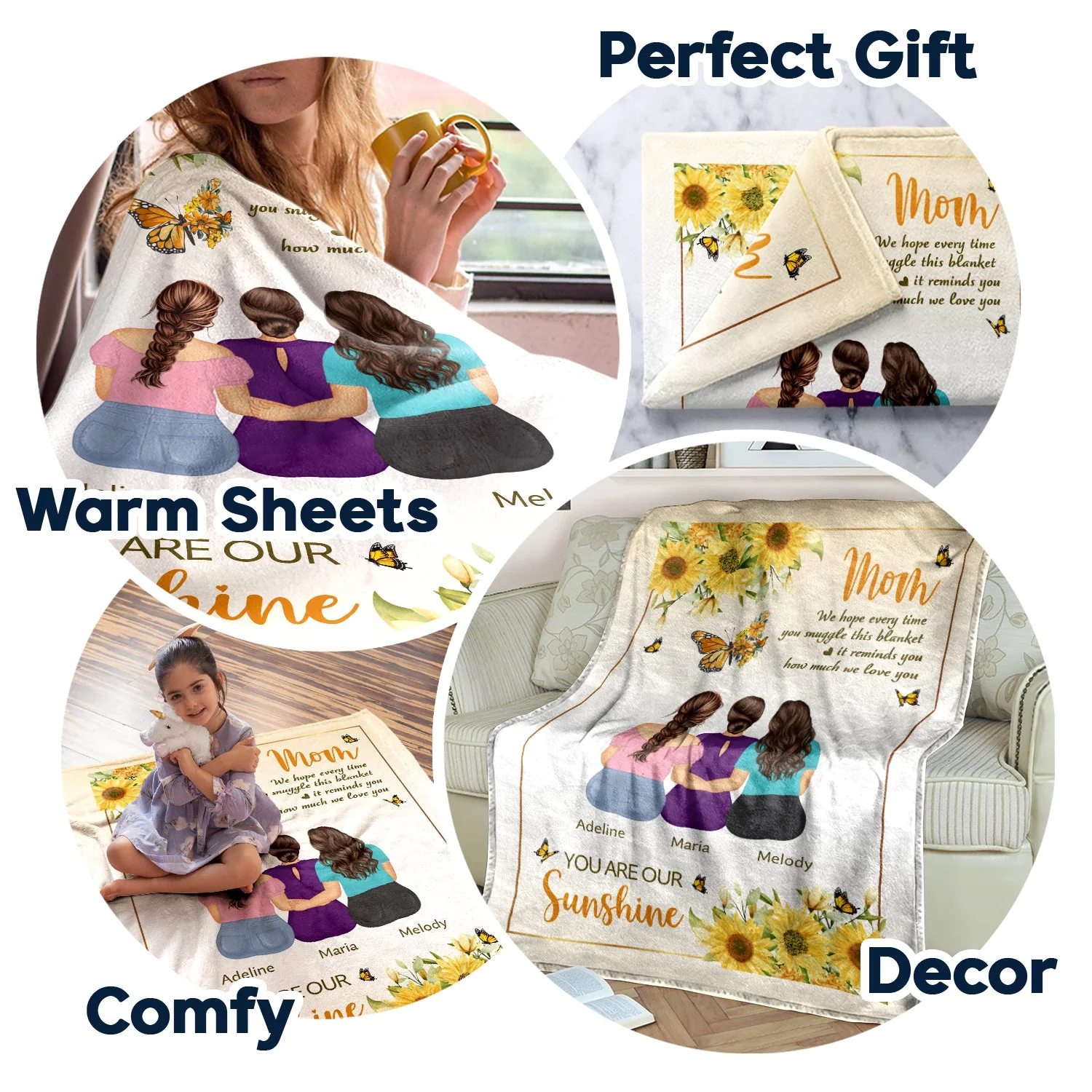 Mom You Are My Sunshine - Gift For Mom - Personalized Fleece Blanket - Image 5