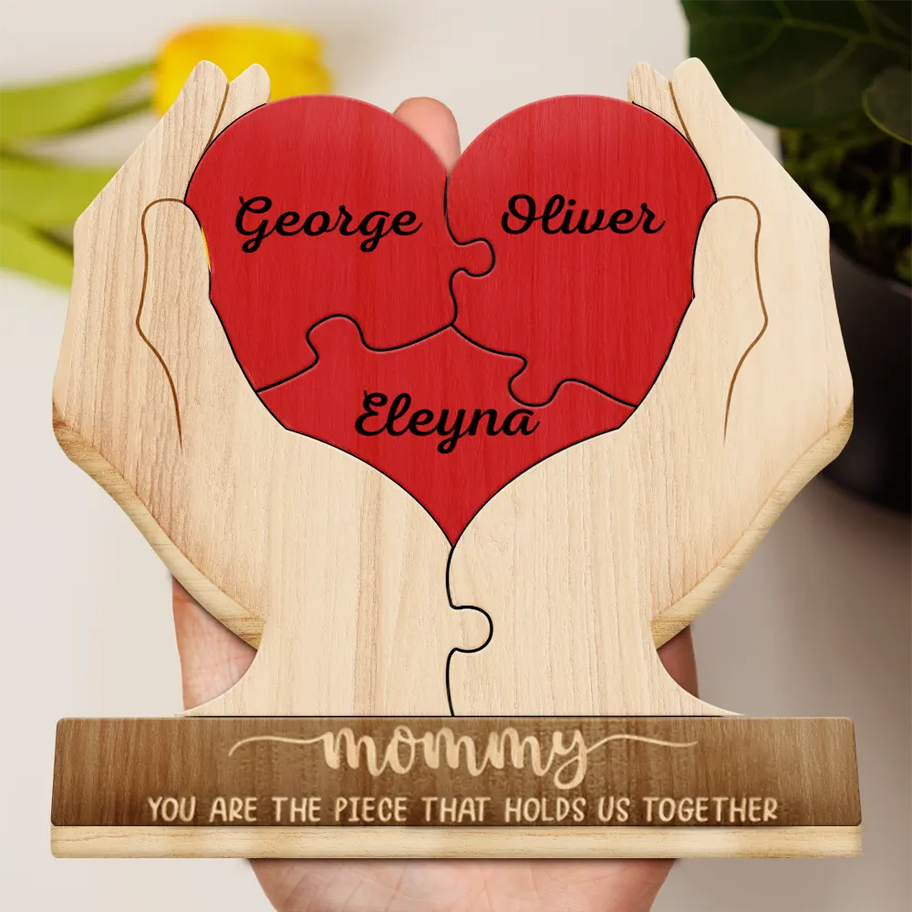 Mom You Are The Piece That Hold Us Together - Personalized Custom Shaped Wooden Puzzle - Image 5