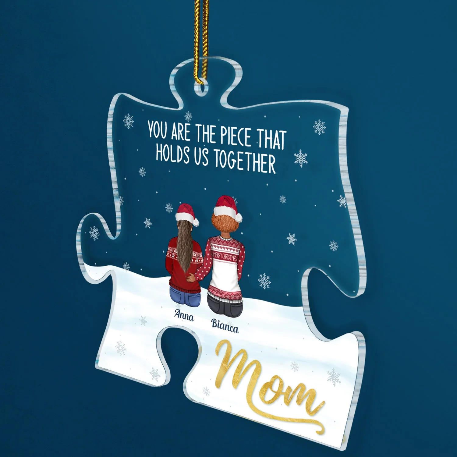 Mom You Are The Piece That Holds Us Together - Christmas Gift For Mother, Family - Personalized Custom Shaped Acrylic Ornament - Image 2