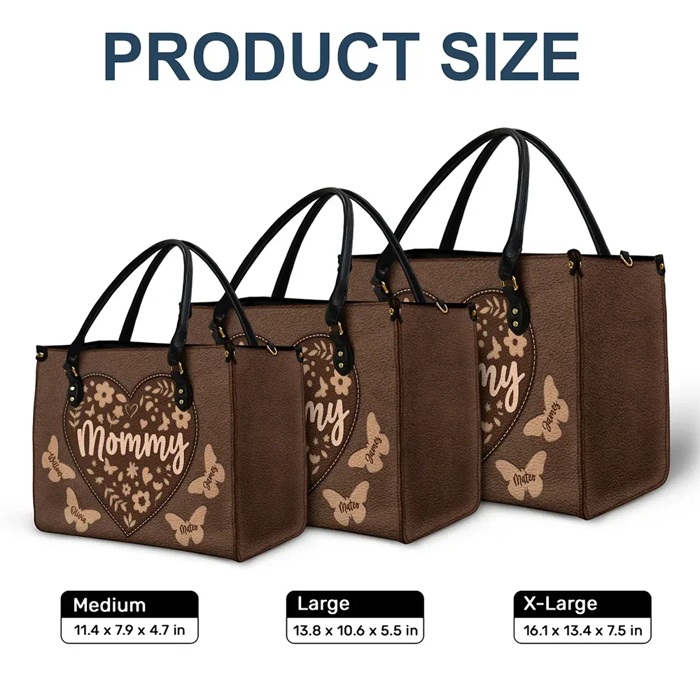 Mommy Grandma Leather Floral - Personalized Leather Bag - Image 6