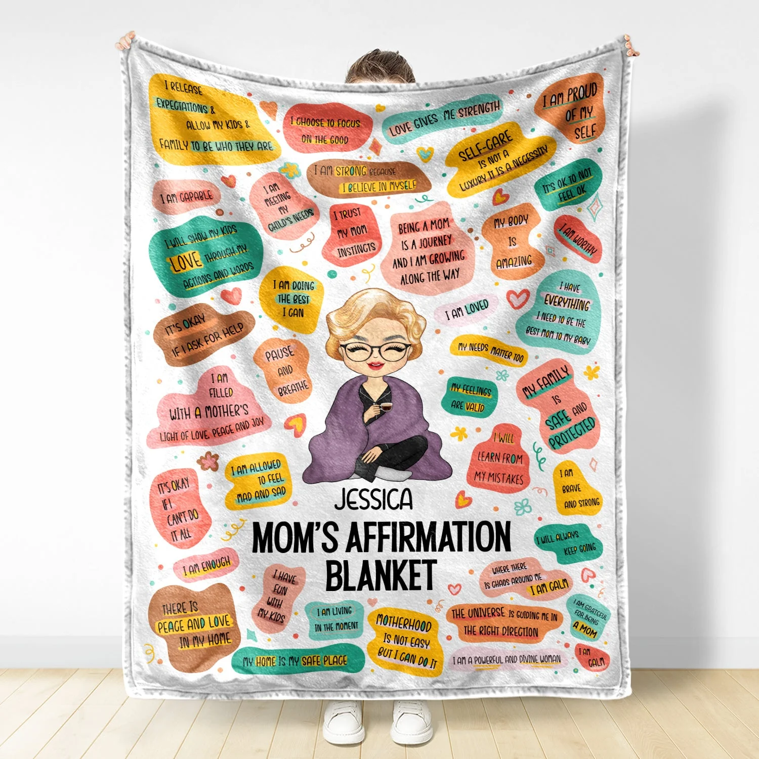 Mom's Affirmation Blanket - Gift For Mother - Personalized Custom Fleece Blanket - Image 2
