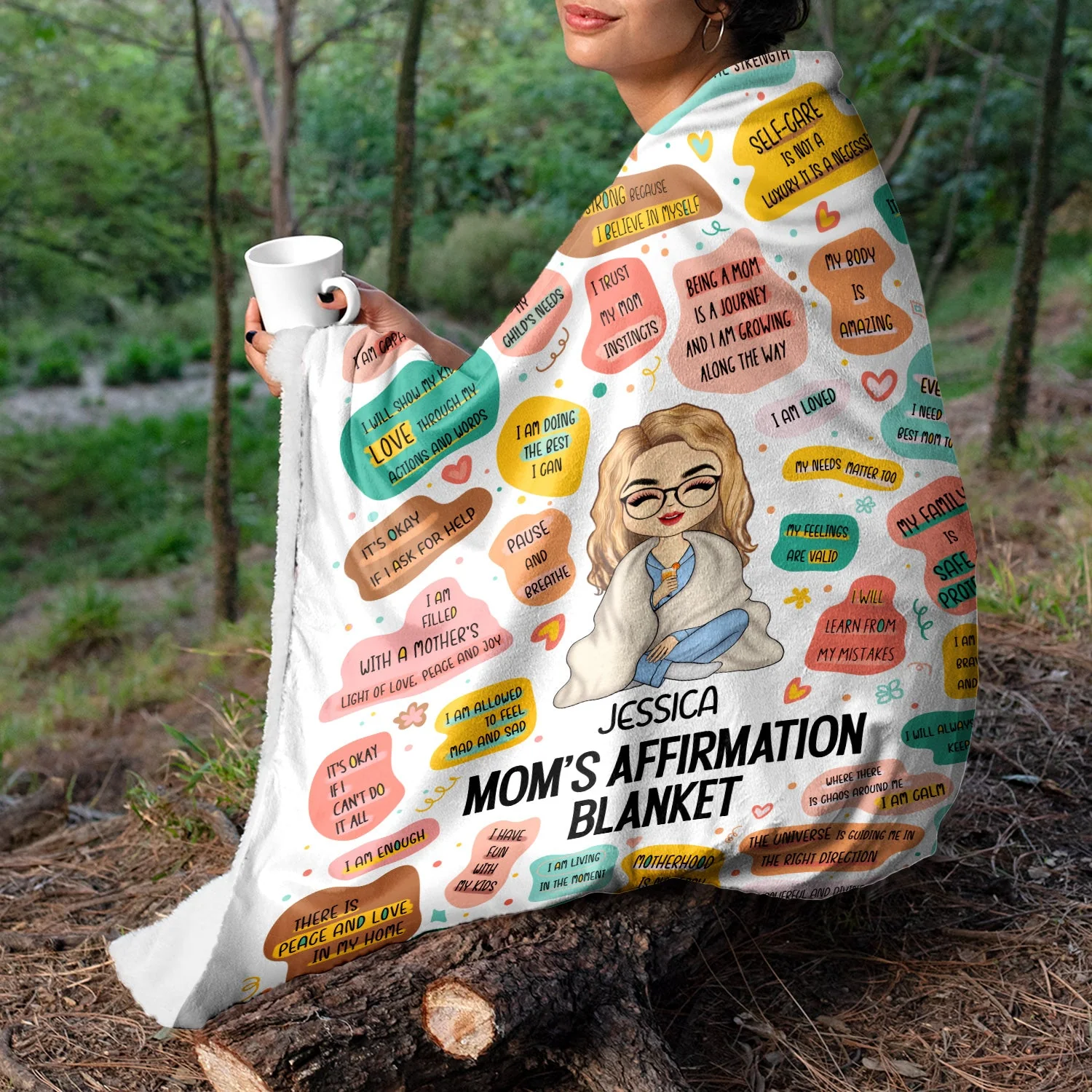 Mom's Affirmation Blanket - Gift For Mother - Personalized Custom Fleece Blanket - Image 3