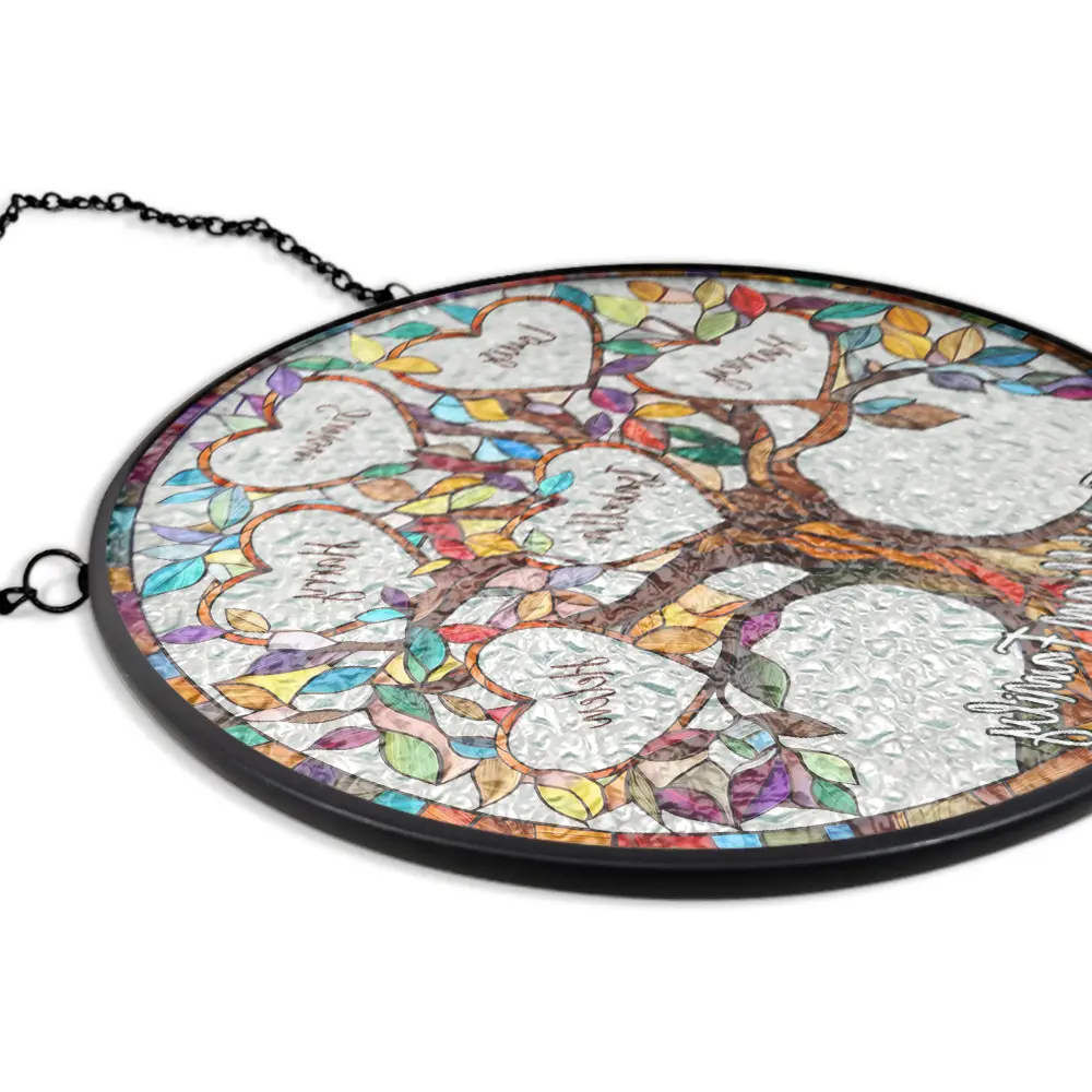 Mom's Family Tree of Love - Personalized Stained Glass Window Hanging Suncatcher - Image 5