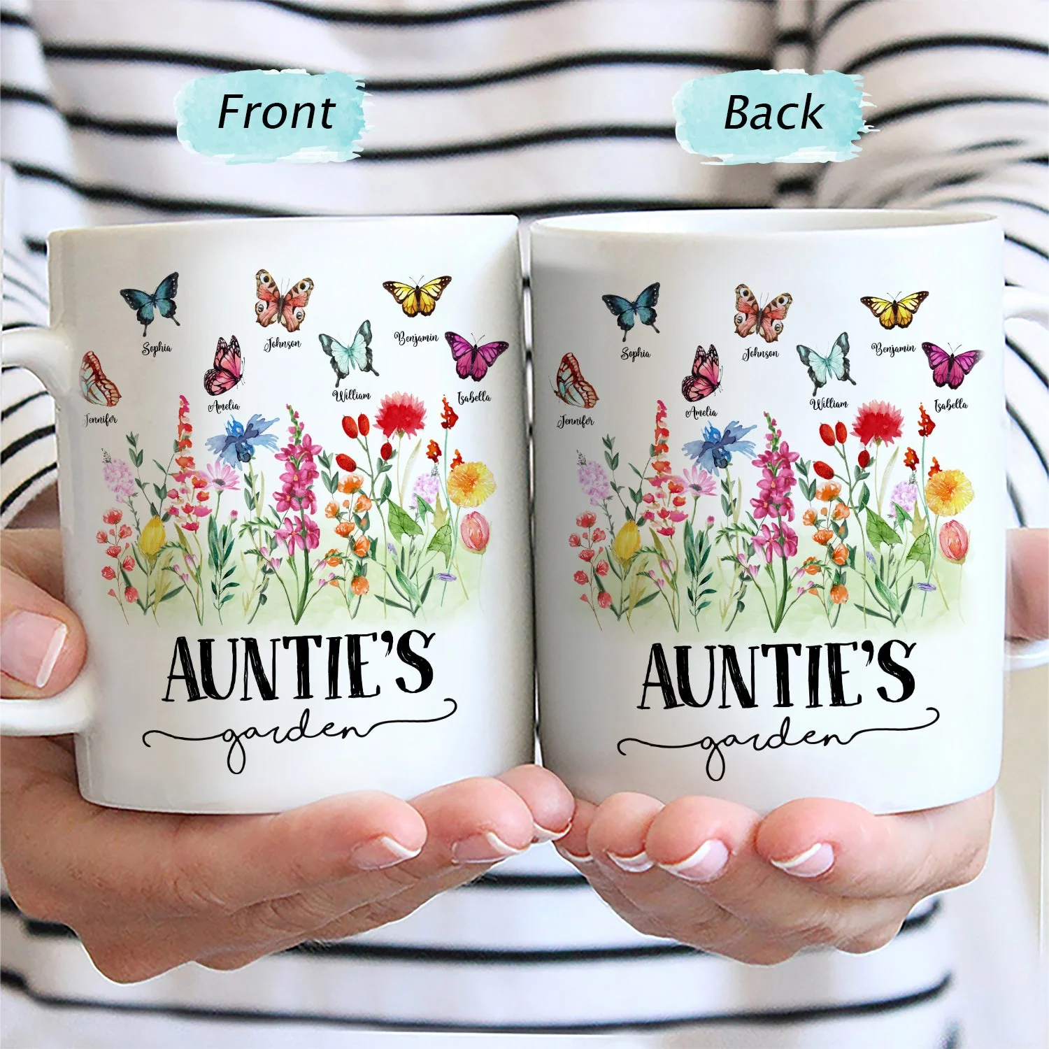 Mom's Grandma's Garden Butterflies - Gift For Mother, Grandmother, Nana - Personalized Mug - Image 2