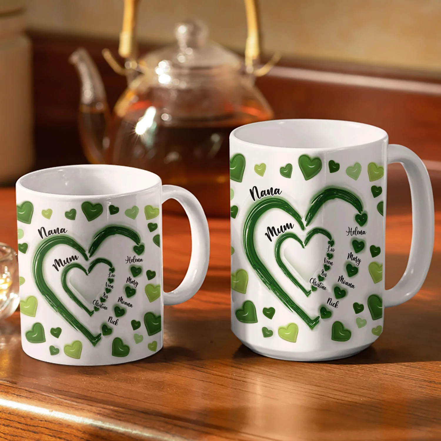 Mom's Grandma's Sweethearts - Gift For Mother, Grandmother - 3D Inflated Effect Printed Mug, Personalized White Edge-to-Edge Mug - Image 3