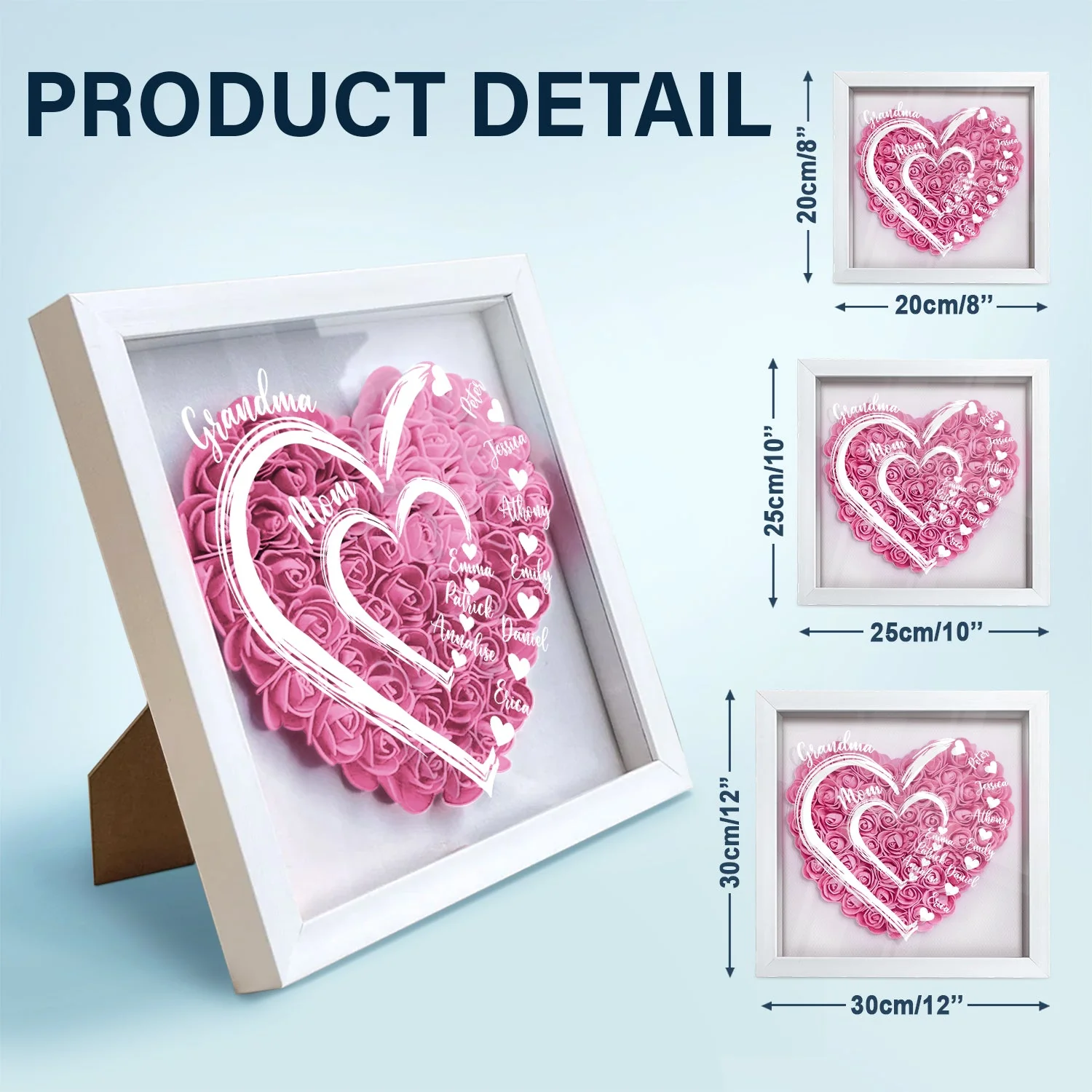 Mom's Grandma's Sweethearts - Gift For Mother, Grandmother - Personalized Flower Shadow Box - Image 5