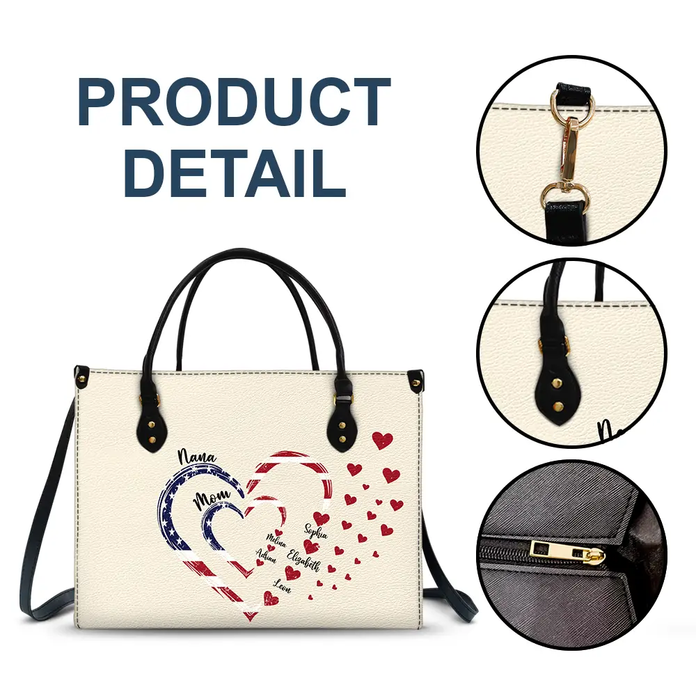 Mom's Grandma's Sweethearts Independence Day - Personalized Leather Bag - Image 7