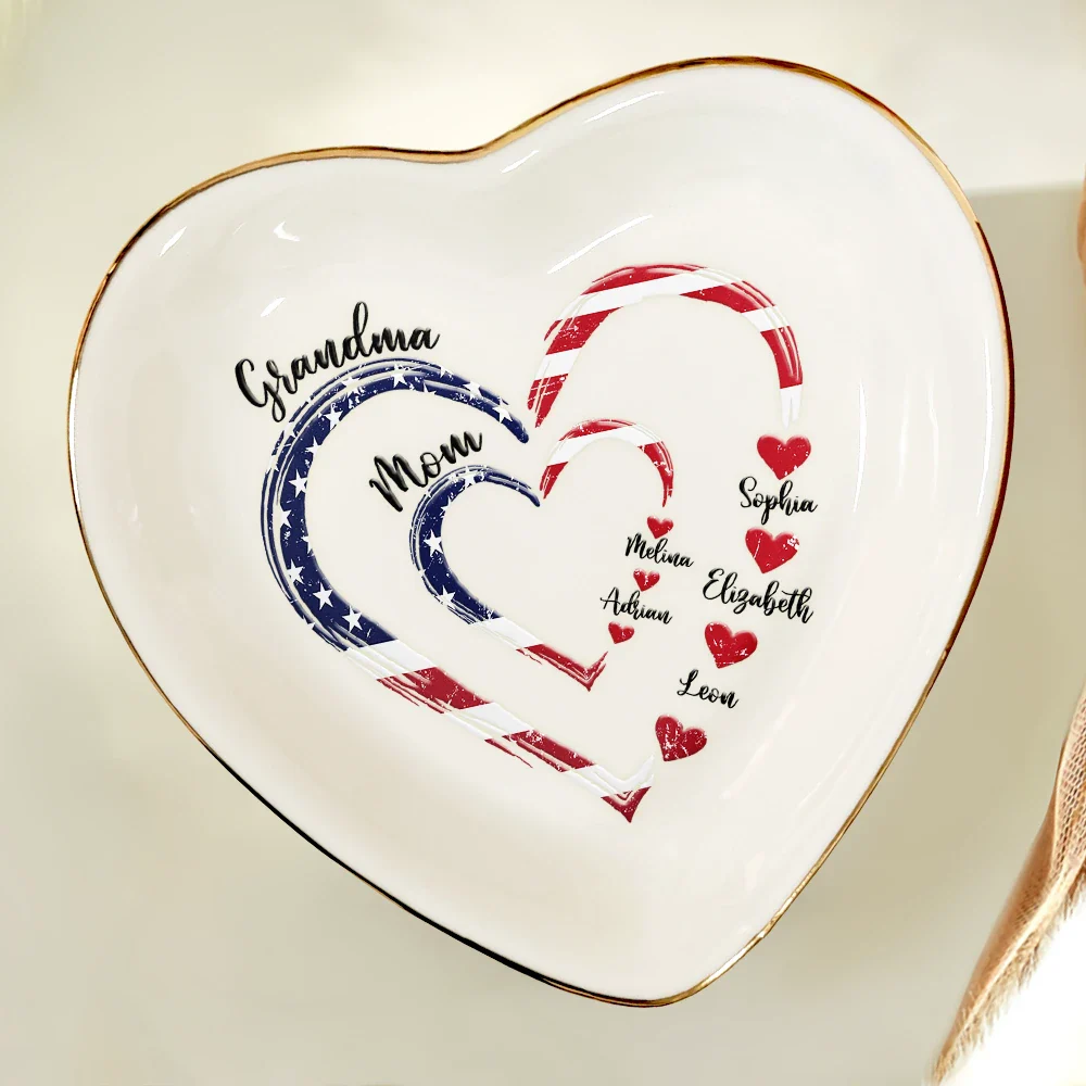 Mom's Grandma's Sweethearts Independence Day - Personalized Ring Dish - Image 5
