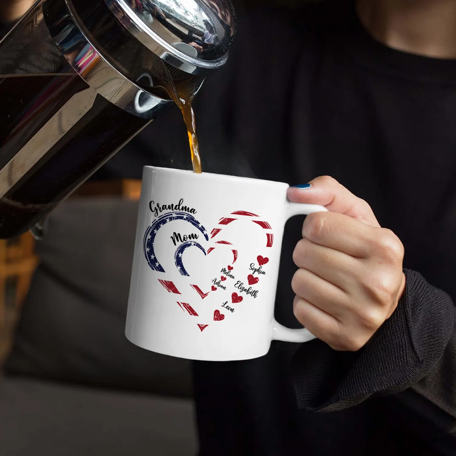 Mom's Grandma's Sweethearts Independence Day - Personalized White Edge-to-Edge Mug - Image 4