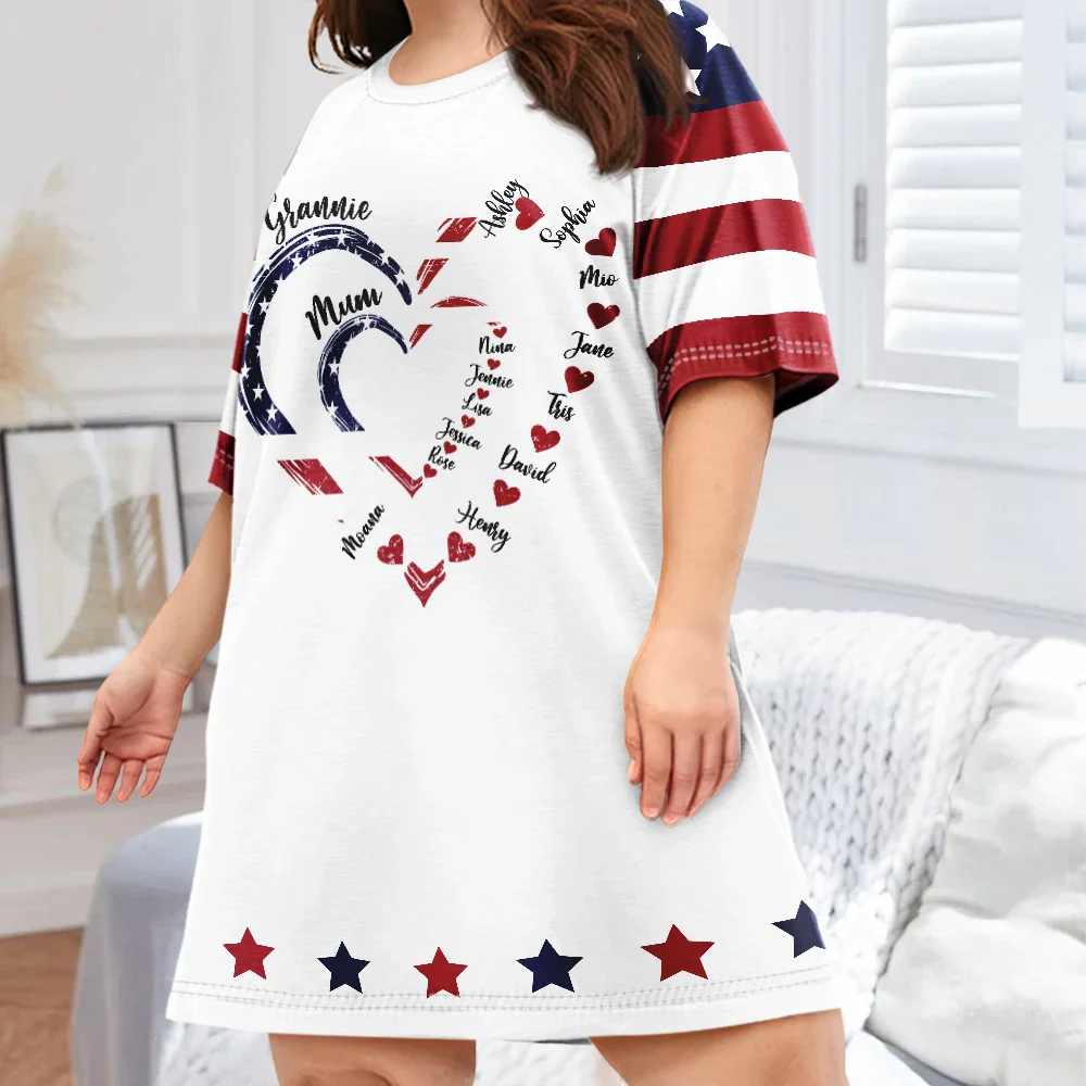 Mom's Grandma's Sweethearts Independence Day - Personalized Women's Sleep Tee - Image 3