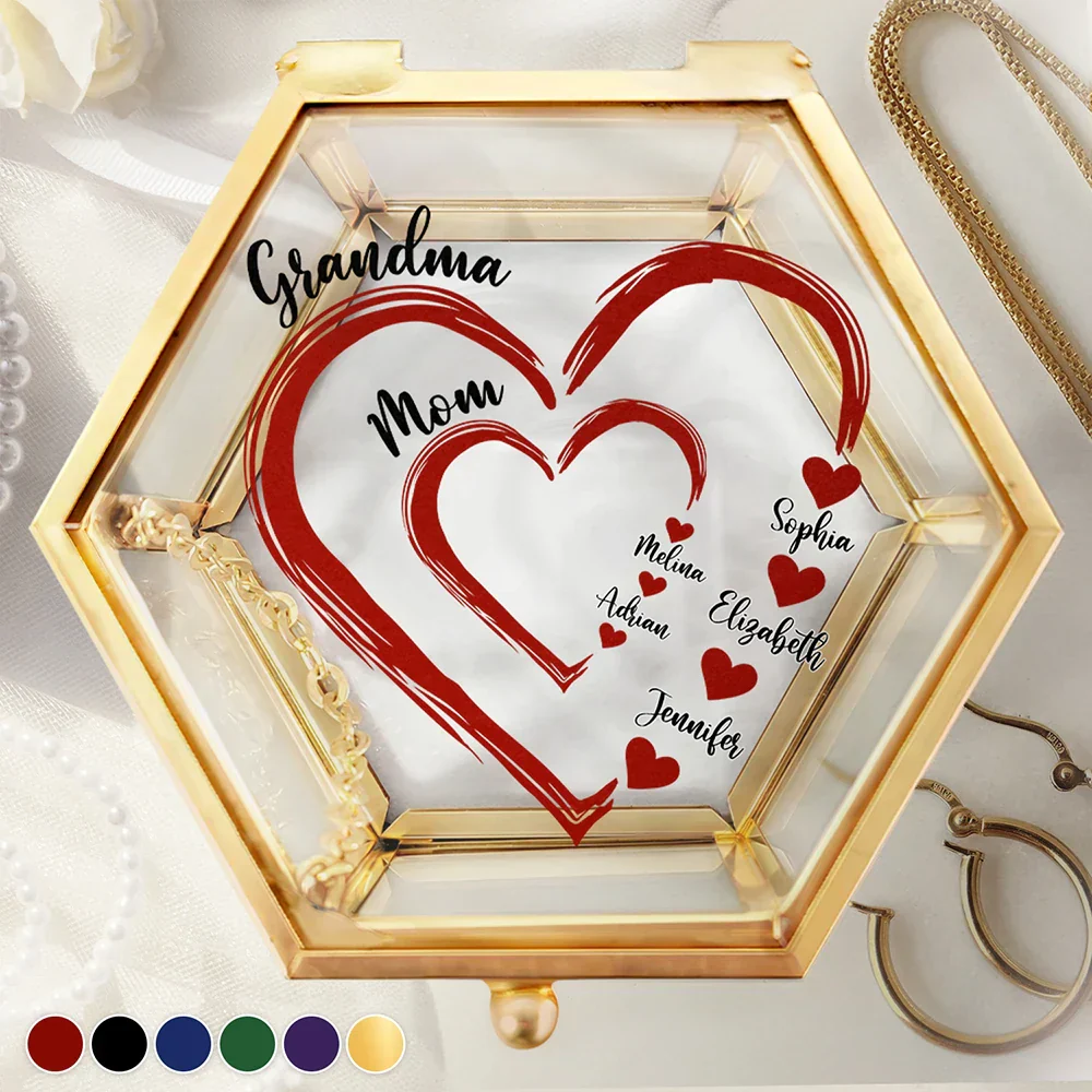 Mom's Grandma's Sweethearts - Personalized Glass Jewelry Box