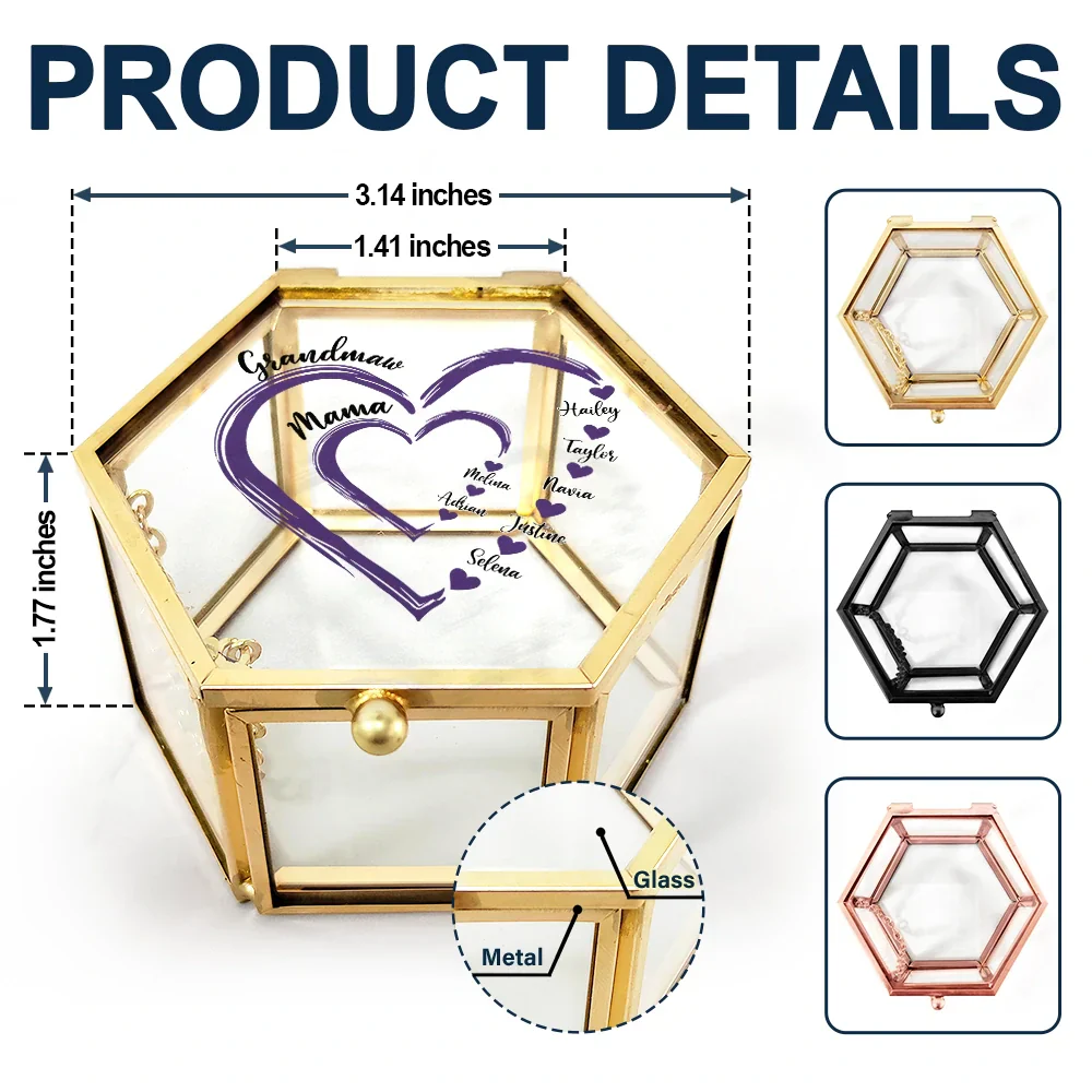 Mom's Grandma's Sweethearts - Personalized Glass Jewelry Box - Image 6