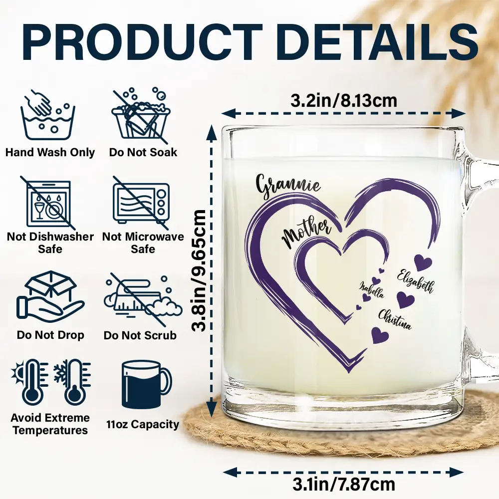 Mom's Grandma's Sweethearts - Personalized Glass Mug - Image 5
