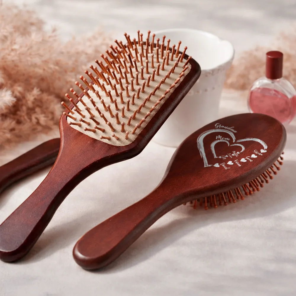 Mom's Grandma's Sweethearts - Personalized Wooden Hair Brush - Image 4
