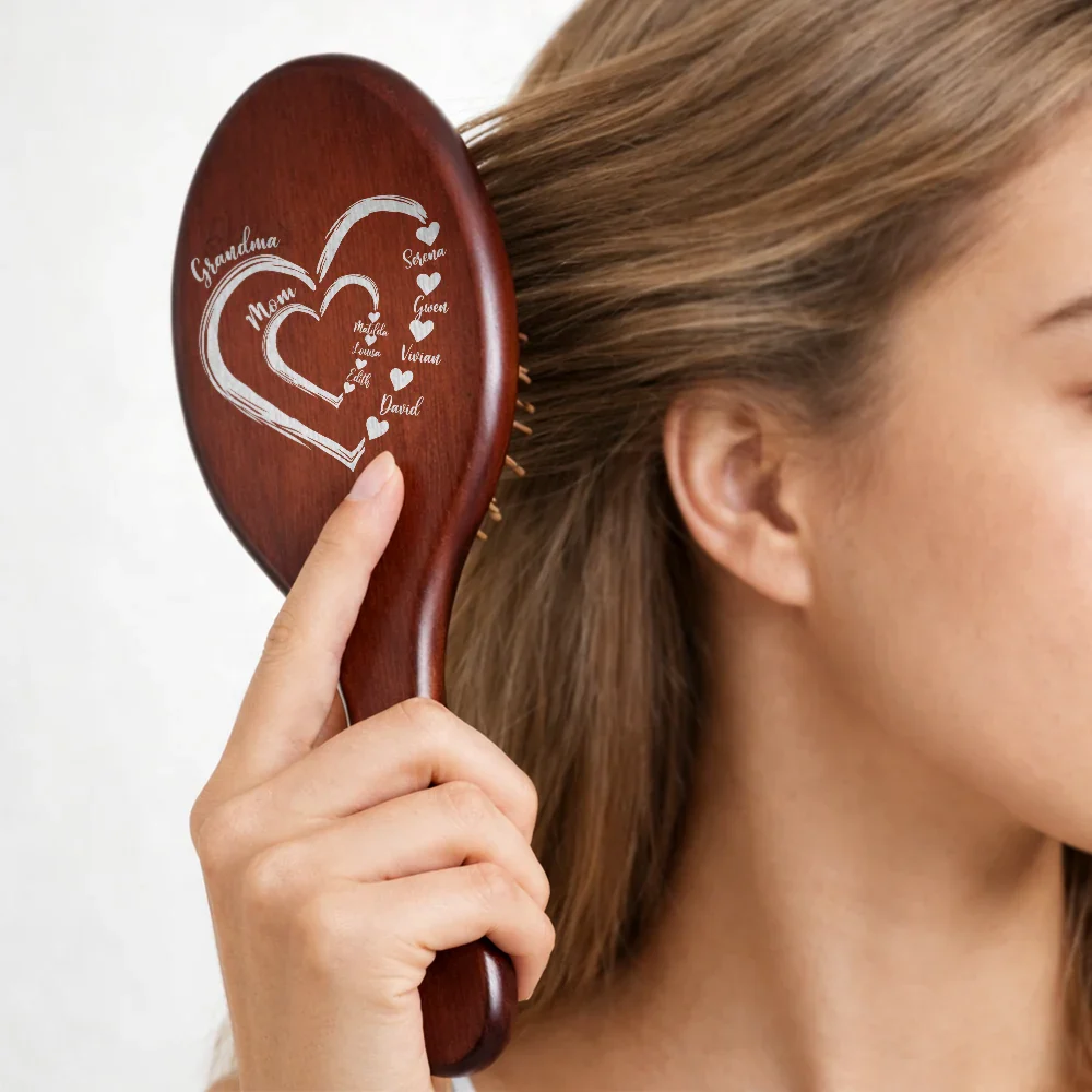Mom's Grandma's Sweethearts - Personalized Wooden Hair Brush - Image 6