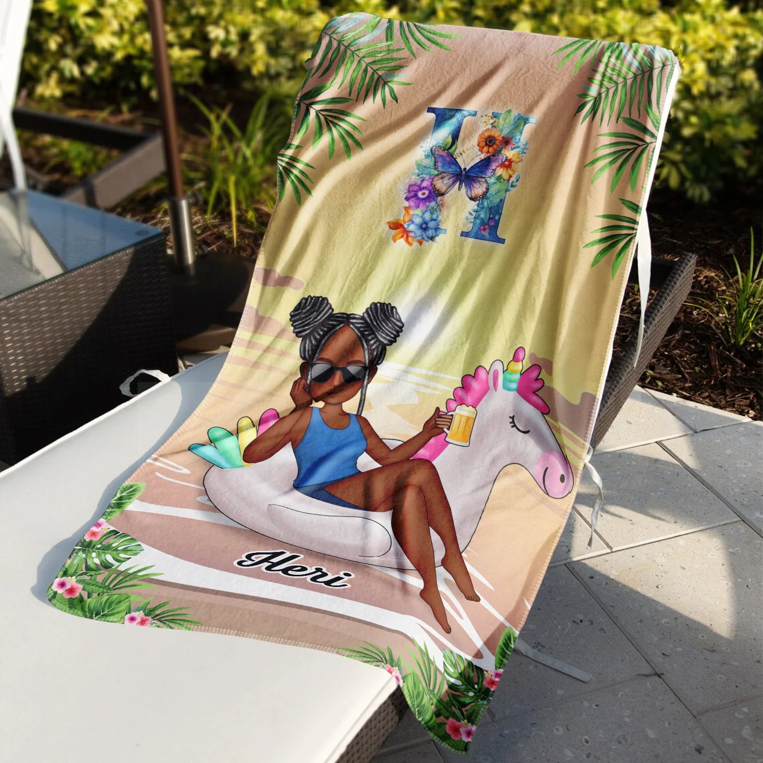 Monogram Beach Towel - Gift For Women, Beach Lovers - Personalized Beach Towel - Image 3