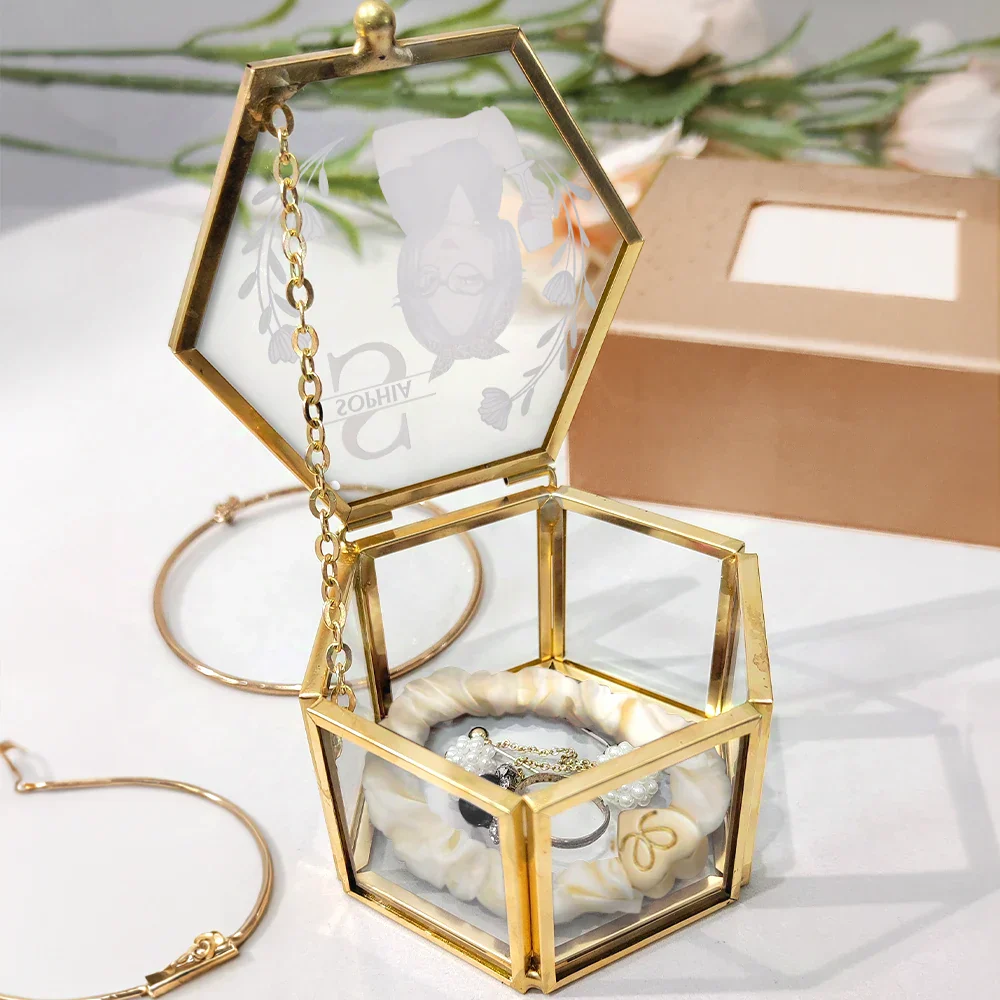Monogram Botanical Women - Personalized Glass Jewelry Box - Image 4