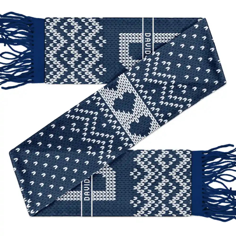 Monogram Christmas Family - Personalized Wool Scarf With Tassel - Image 3