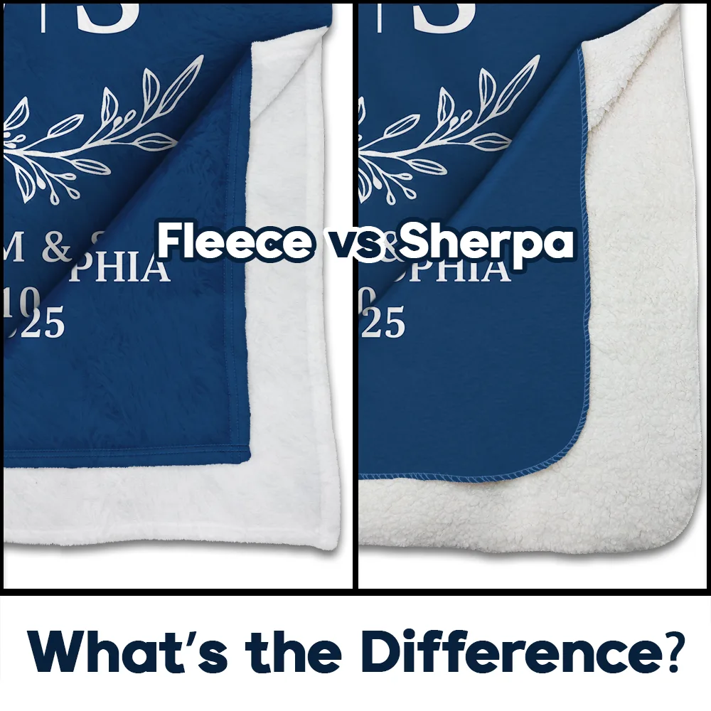 Monogram Couple's Names - Personalized Fleece Blanket, Sherpa Blanket - Image 4